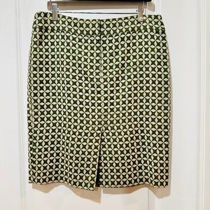 Ann Taylor Loft Cream & Sage Green Patterned Pencil Skirt Size 10